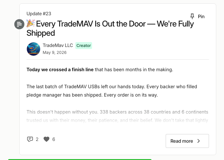 TradeMAV Shipped